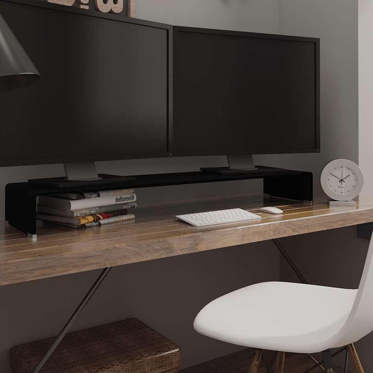 vidaXL TV-meubel/monitorverhoger zwart 120x30x13 cm glas, Huis en Inrichting, Kasten |Televisiemeubels, Nieuw, Verzenden