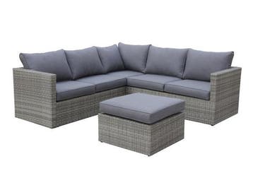 Veiling - Loungeset 3-delig - Lichtbruin wicker + grijze kus, Jardin & Terrasse, Ensembles de jardin