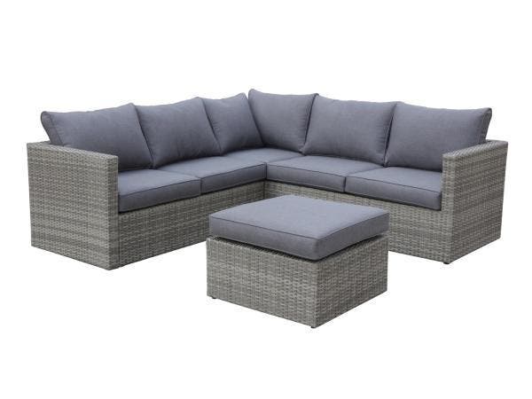 Veiling - Loungeset 3-delig - Lichtbruin wicker + grijze kus, Tuin en Terras, Tuinsets en Loungesets