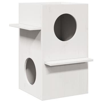vidaXL Kattenhuis 43x43x60 cm massief grenenhout wit, Dieren en Toebehoren, Verzenden, Nieuw