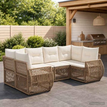 vidaXL Tuinbank Set 6 st 6-Aantal zitplaatsen Beige en Crème, Verzenden, Nieuw