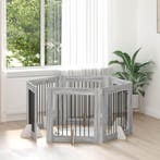 vidaXL Hondenhek met standaarden 6 pcs Grijs sonoma 80 x 80, Dieren en Toebehoren, Verzenden, Nieuw
