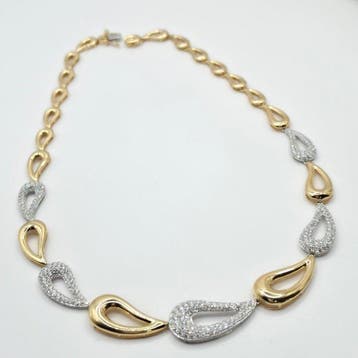 Halsketting - 18 karaat Witgoud, Geel goud - 5.07ct. tw., Nieuw