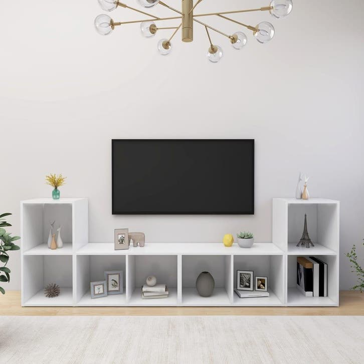vidaXL Tv-meubelen 4 st 72x35x36,5 cm bewerkt hout wit, Maison & Meubles, Armoires | Mobilier de télévision, Envoi