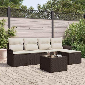 vidaXL Buitensofa 6 st Bruin poly rattan, Verzenden, Nieuw
