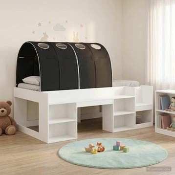 vidaXL Bedframe met Tunnel 3 st Wit en zwart Geconstrueerd, Verzenden