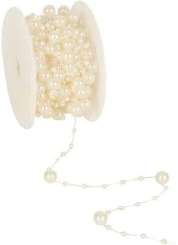 Parelketting Parelguirlande Ivory 3+8 mm rol 10 meter, Nieuw