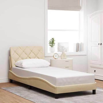 vidaXL Bedframe zonder matras 90x200 cm stof crèmekleurig, Verzenden