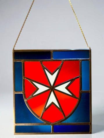 Antiek Glas-in-loodraam - 1960-1970 - Maltees kruis