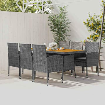 vidaXL 7-delige Tuinset poly rattan grijs, Verzenden, Nieuw, Tuinset