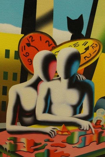 Mark Kostabi (1960) - Coppia con gatto