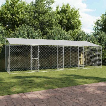 vidaXL Hondenkooi met dak zilver 800 x 200 x 256 cm Staal en, Dieren en Toebehoren, Verzenden, Nieuw
