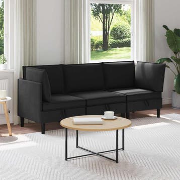 vidaXL Woonkamer Meubelset 3 st Zwart Stof, Huis en Inrichting, Verzenden, Nieuw