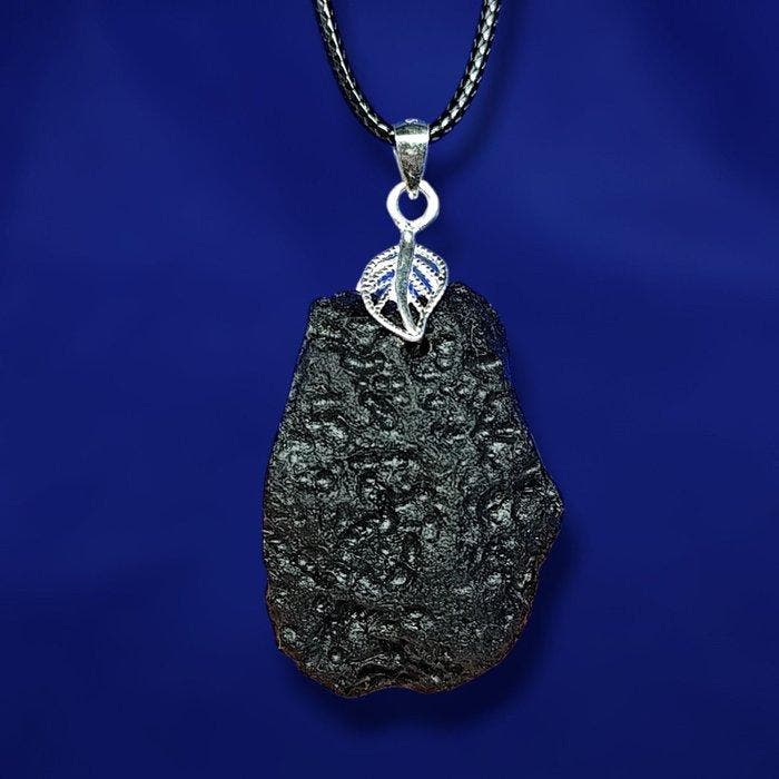 -ZILVEREN Blad- TEKTIET -impact van METEORIET- HANGER., Verzamelen, Mineralen en Fossielen