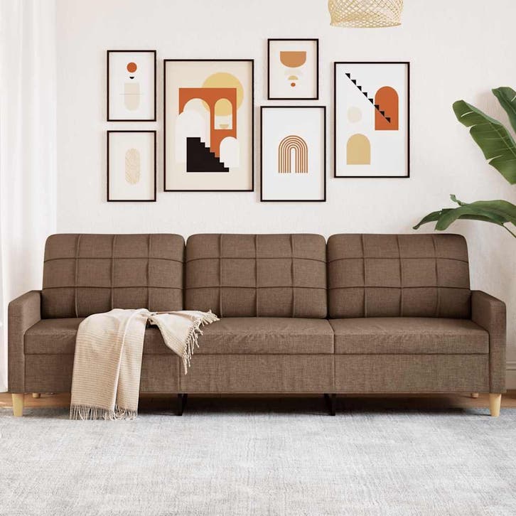 vidaXL Driezitsbank / zetel 210 cm stof bruin, Huis en Inrichting, Zetels | Zetels, Nieuw, Verzenden