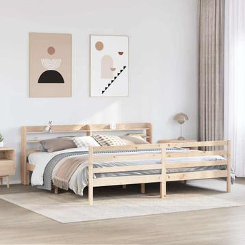 vidaXL Bedframe met hoofdbord massief grenenhout 180x200 cm, Verzenden, Nieuw