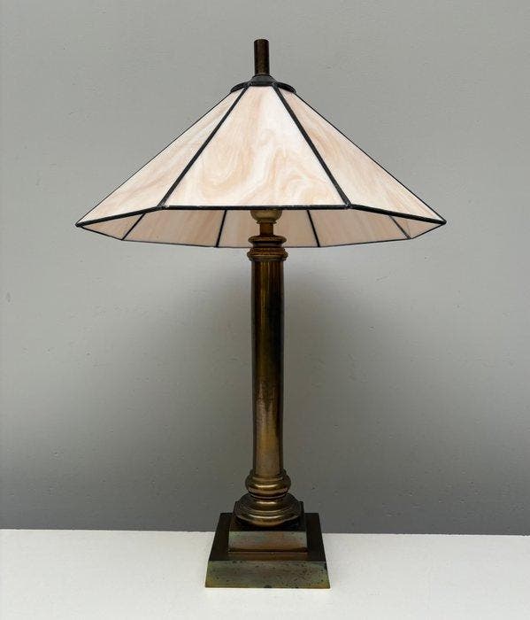 Tiffany (Style) - Tafellamp - Glas, Legering, Antiquités & Art, Curiosités & Brocante