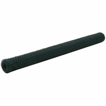 vidaXL Kippengaas 25x1,5 m staal met PVC coating groen, Verzenden, Nieuw