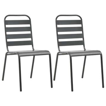 vidaXL Tuinstoelen stapelbaar 2 st staal grijs, Tuin en Terras, Verzenden, Nieuw