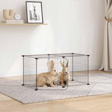 vidaXL Huisdierenkooi met deur 8 panelen 35x35 cm staal, Verzenden