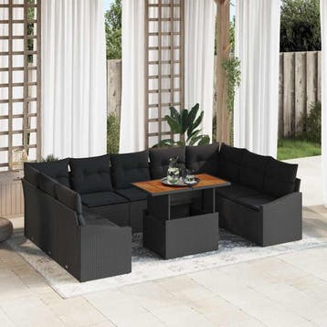 vidaXL Tuinbank Set 10 st Zwart en Bruin, Verzenden, Nieuw
