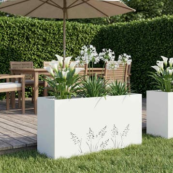 vidaXL Plantenbak Wit 100 x 30 x 49 cm Koudgewalst staal, Jardin & Terrasse, Pots de fleurs, Verzenden