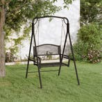 vidaXL Schommelbank 124 cm staal zwart, Verzenden