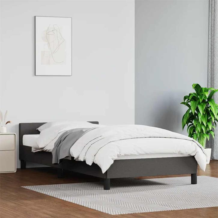 vidaXL Bedframe met hoofdeinde zonder matras 80x200 cm grijs, Maison & Meubles, Chambre à coucher | Lits, Envoi