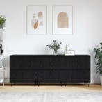 vidaXL Dressoirs 3 pcs Zwart Eiken, Huis en Inrichting, Kasten | Dressoirs, Verzenden, Nieuw