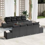 vidaXL Tuinbank Set met kussen 9 pcs Zwart poly rattan, Verzenden