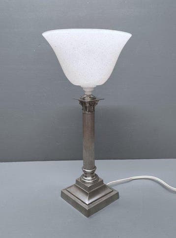 Lamp - bureau met Corinthische zuil - Zilverachtig brons