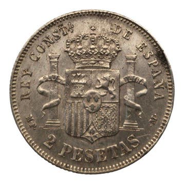 Spanje. 2 Pesetas Alfonso XIII 1889 Madrid