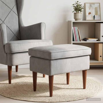 vidaXL Voetenbank Lichtgrijs 55 x 35 x 41 cm Fluweel, Huis en Inrichting, Stoelen, Verzenden, Nieuw