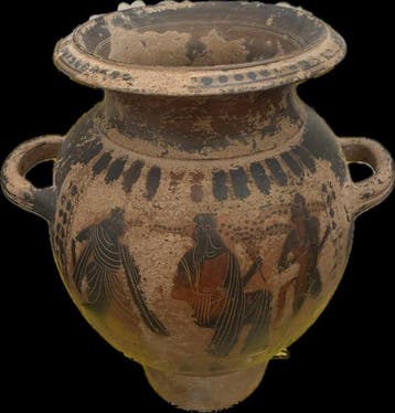 Faïence Vase - 35 cm - Réplique étrusque antique, Verzamelen, Mineralen en Fossielen