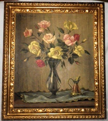 Heinz Werner van der Porten (1930) - Vaso di vetro con rose