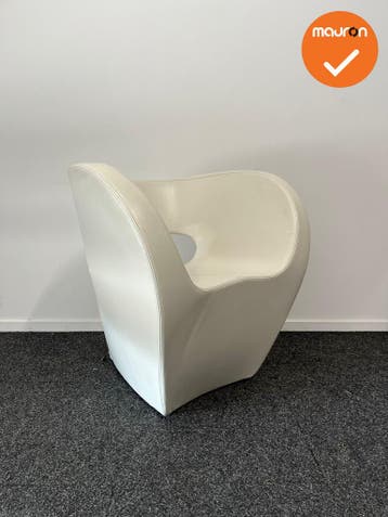 Fauteuil - Moroso - met witte kunstlederen stoffering - Vict, Ophalen of Verzenden, Stoel
