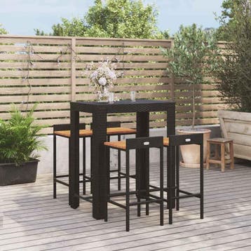 vidaXL 5-delige Tuinbarset poly rattan en massief acaciahout, Verzenden, Nieuw