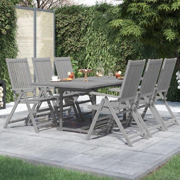 vidaXL 7-delige Tuinset massief acaciahout, Tuin en Terras, Tuinsets en Loungesets, Verzenden, Nieuw, Tuinset