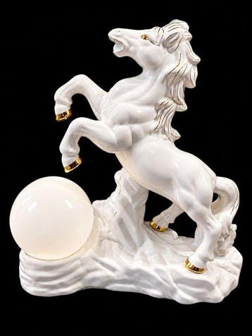 Tafellamp - Porselein, Glas - Hollywood Regency-vintage