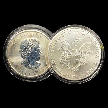 Canada, Verenigde Staten. 2 Silver .999 1 Oz. Bullion Coins