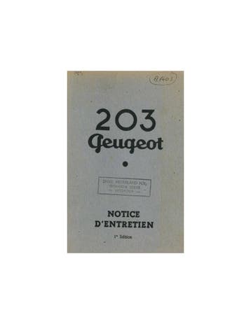 1949 PEUGEOT 203 INSTRUCTIEBOEKJE FRANS, Ophalen of Verzenden