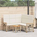 vidaXL Tuin verstelbare bank set Beige en Crème Wit 164 x, Verzenden, Nieuw