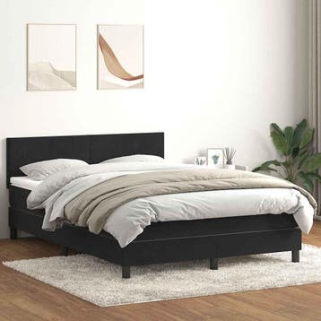 vidaXL Boxspring met matras en LED fluweel zwart 160x210 cm, Verzenden, Nieuw
