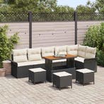 vidaXL Tuinbank Set met kussen met opslag 10 pcs Zwart en, Verzenden
