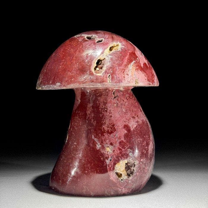 GEEN RESERVEPRIJS - Handgesneden Rode Jaspis Paddenstoel -, Antiek en Kunst, Kunst | Designobjecten