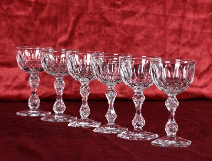 Uniek lot van 6 kristallen Val Saint Lambert glazen, model, Antiek en Kunst, Kunst | Designobjecten