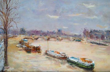 Serge Belloni (1925- 2005) - Quais de Seine en automne,, Antiquités & Art, Art | Peinture | Classique