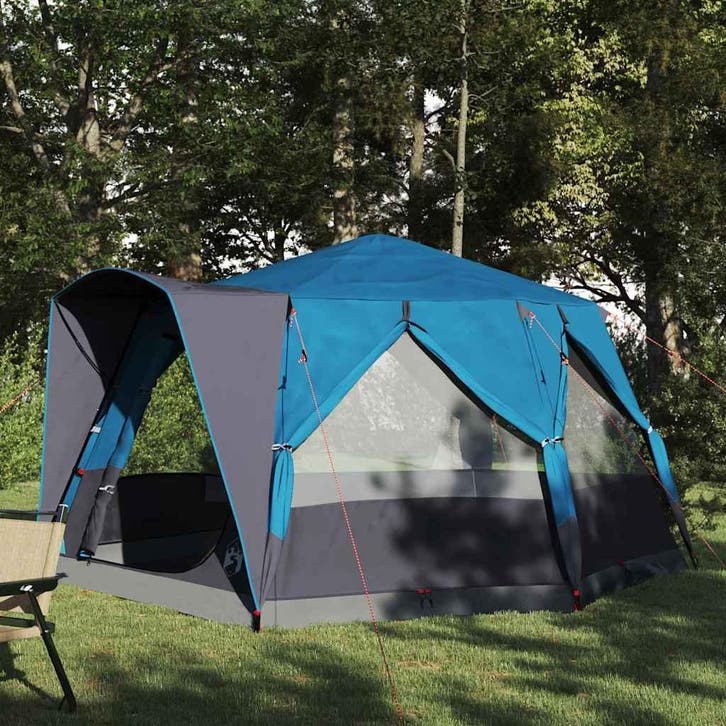 vidaXL Cabin Tent 5-Person met dak Blauw en Grijs 333 x 317, Caravanes & Camping, Tentes, Envoi