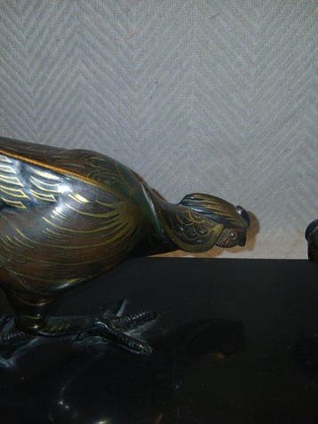 Salvator melani (attr.) - sculptuur, Faisans patine