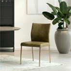 Leren eetkamerstoel Basic - Vintage Olive (olijf/groen) -, Huis en Inrichting, Stoelen, Overige kleuren, Nieuw, Leer, Ophalen of Verzenden